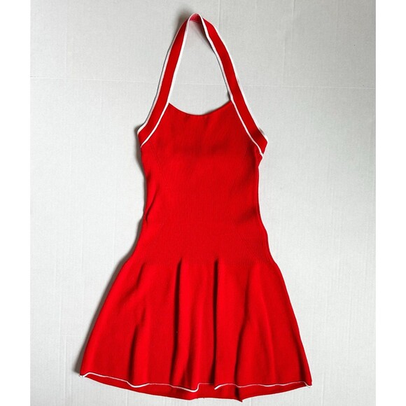 Anthropologie Halter Mini Dress Bright Red Women’s Small Summer Silhouette - Picture 2 of 15